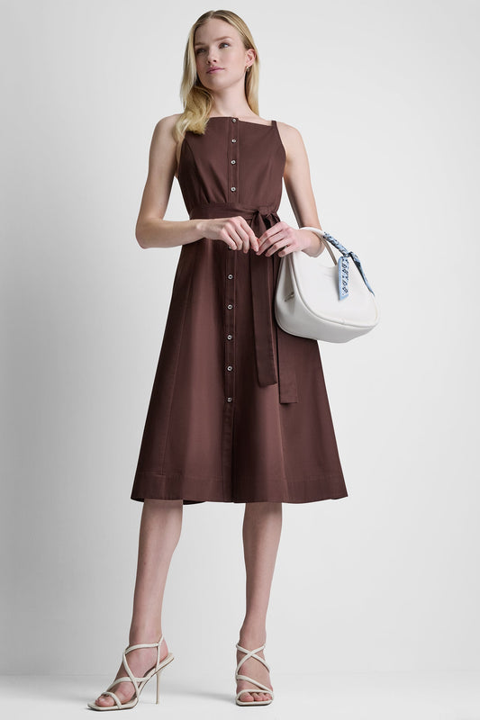 DKNY SLEEVELESS MIDI FIT & FLARE DRESS