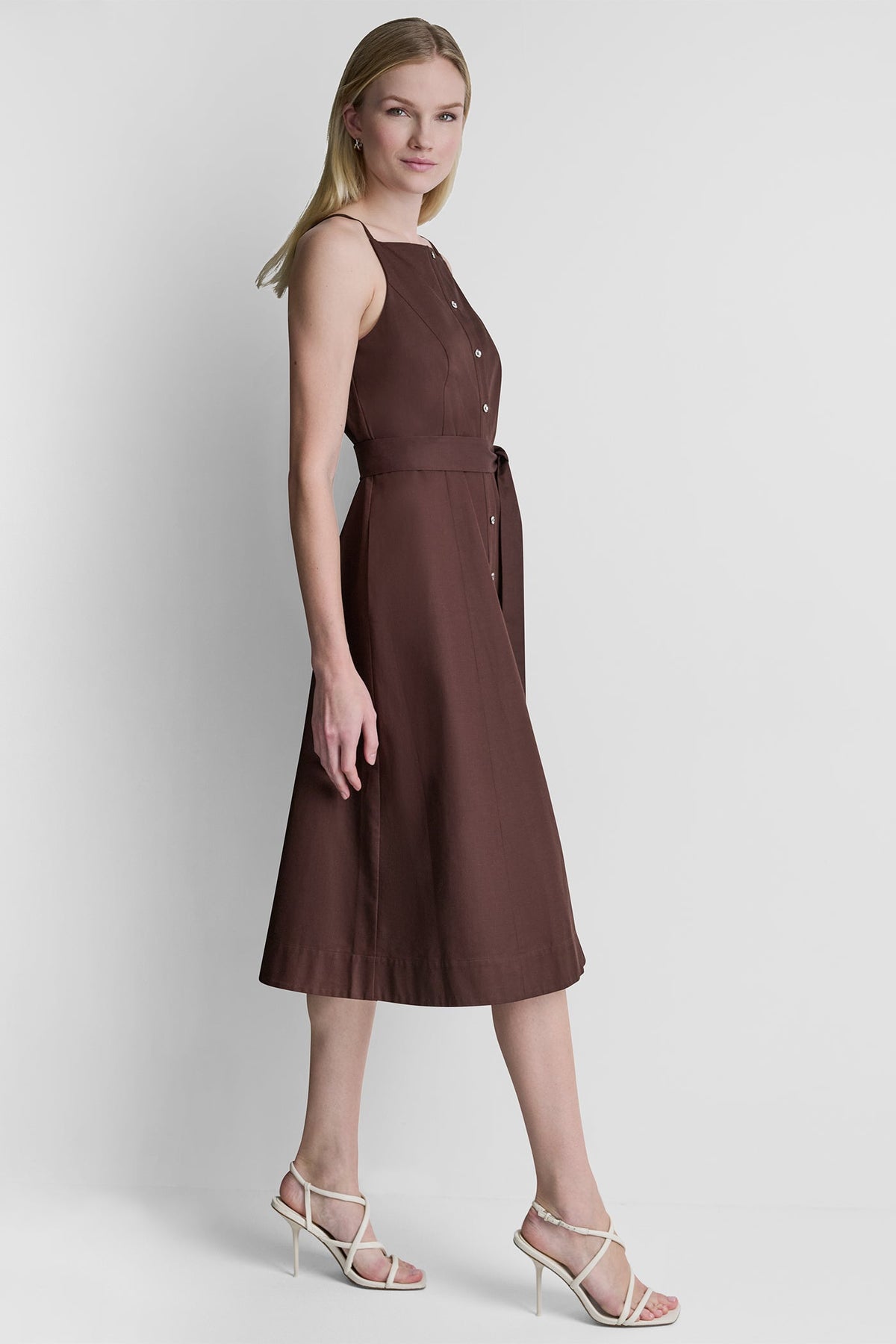 DKNY SLEEVELESS MIDI FIT & FLARE DRESS