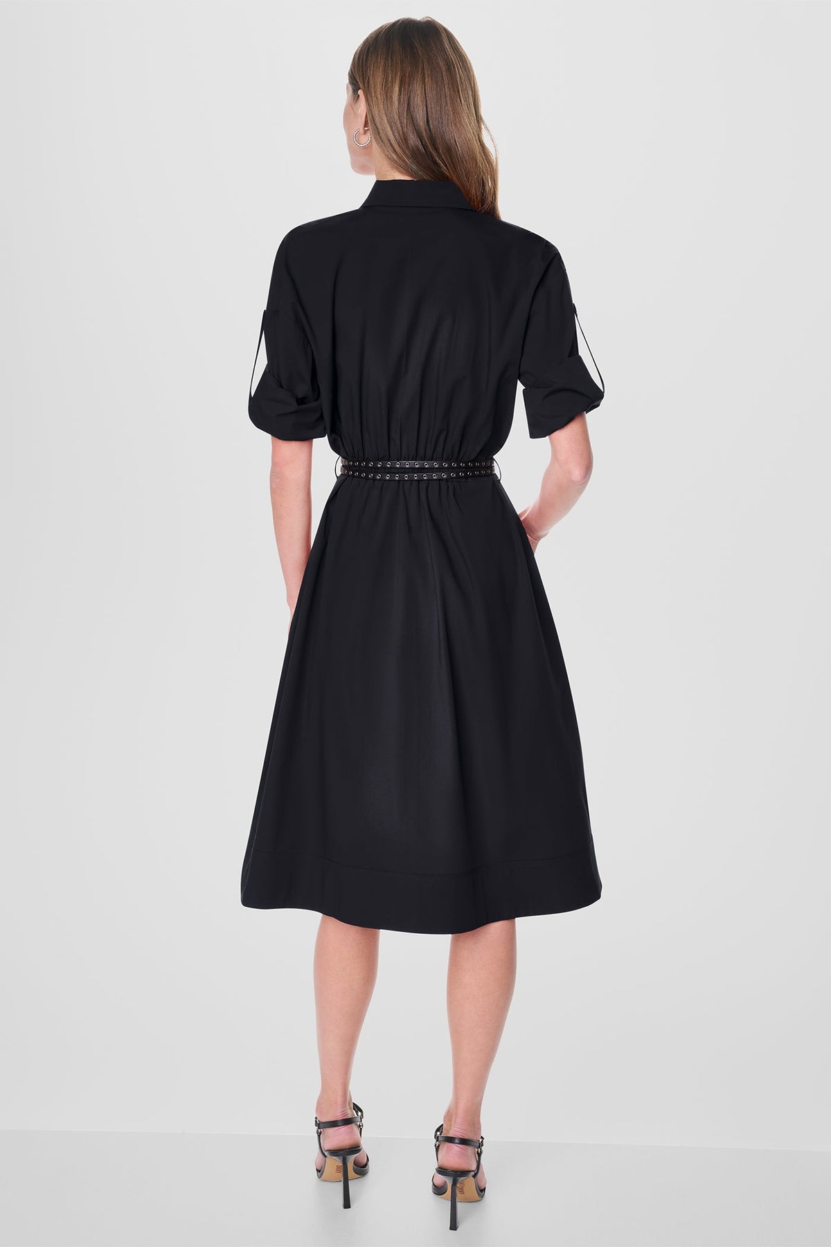 DKNY ROLL TAB BELTED POPLIN DRESS