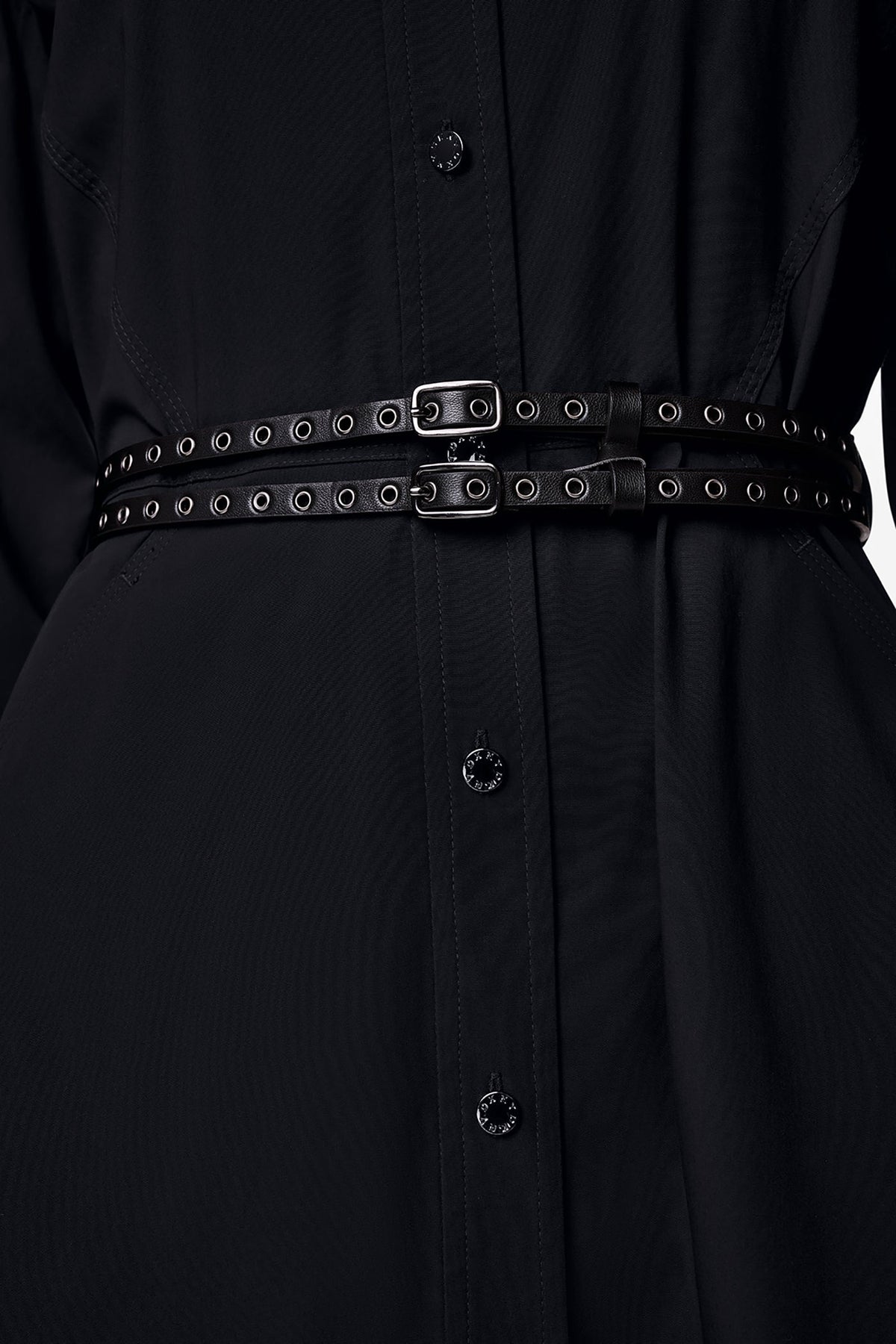 DKNY ROLL TAB BELTED POPLIN DRESS