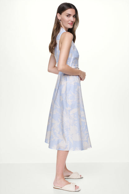 DKNY COTTON SLEEVELESS WRAP-EFFECT MIDI SHIRT DRESS