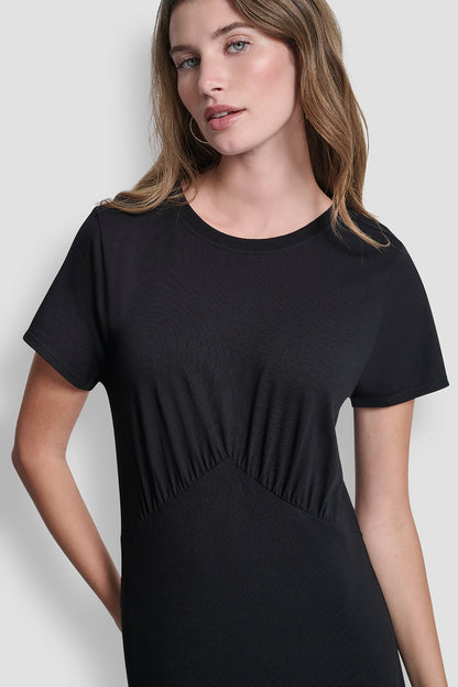 DKNY RUCHED BODICE TIERED MAXI DRESS