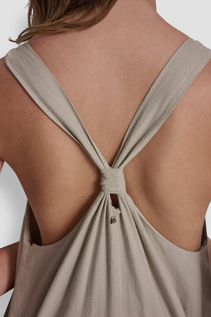 DKNY LINEN-BLEND TIE BACK MAXI DRESS