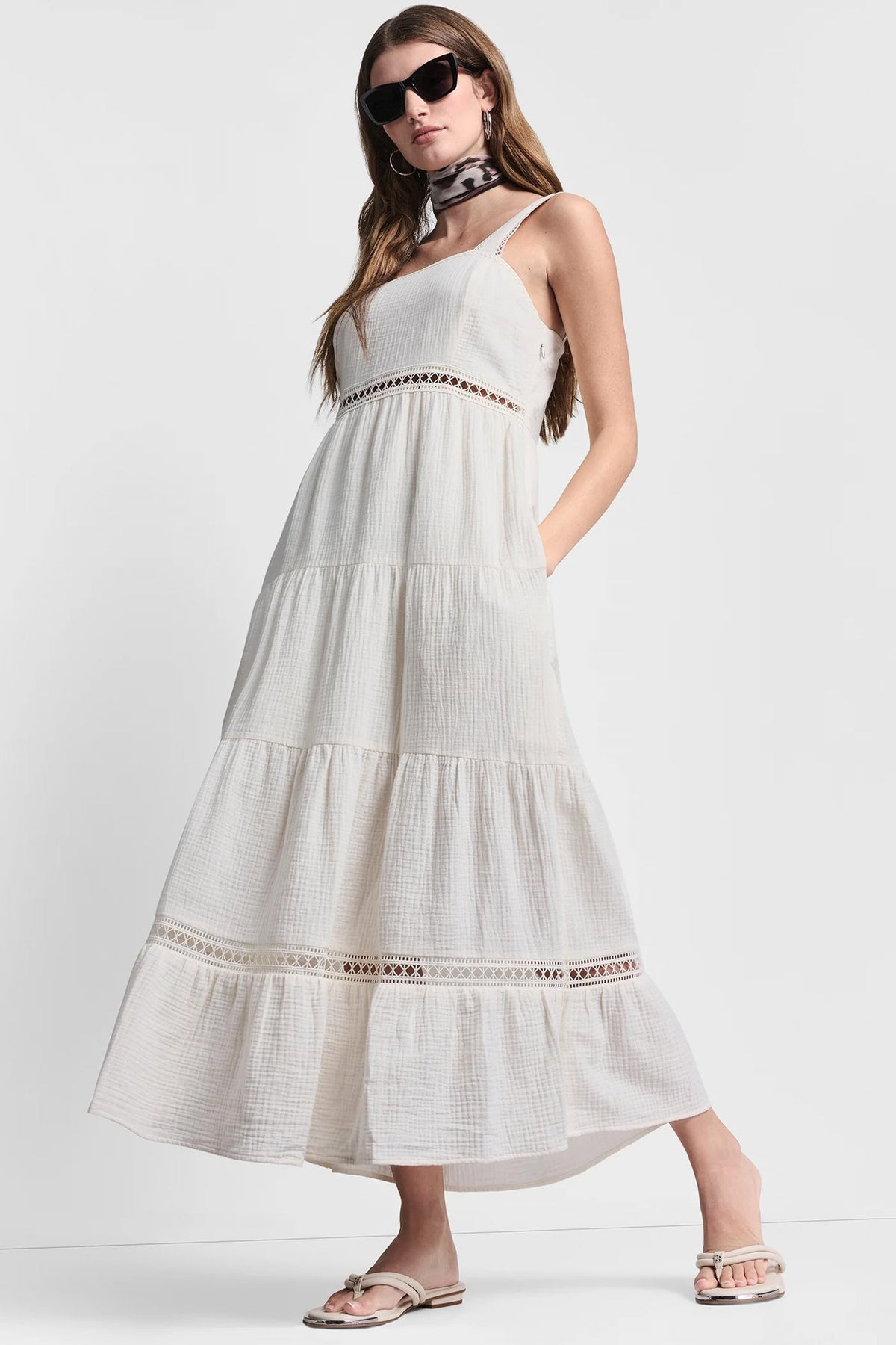 DKNY TIERED TANK MAXI DRESS