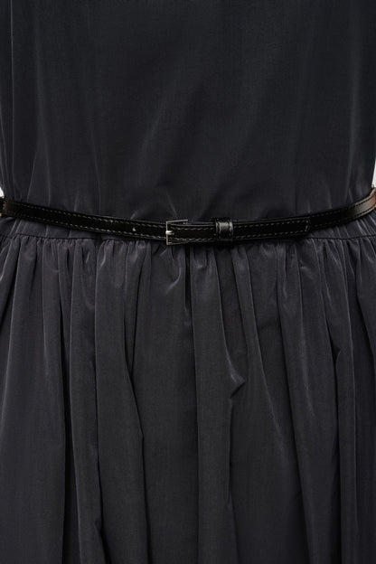 DKNY SLEEVELESS GATHERED MIDI A-LINE DRESS