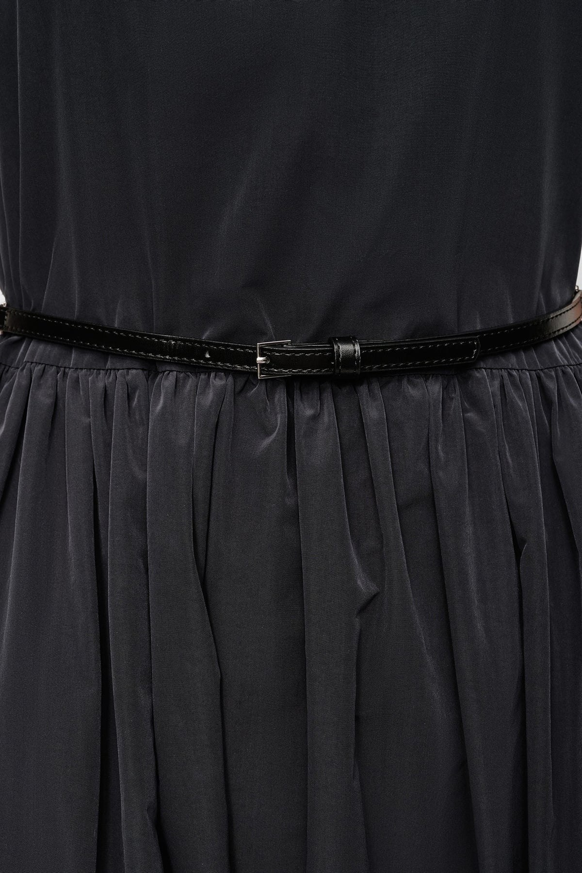 DKNY SLEEVELESS GATHERED MIDI A-LINE DRESS