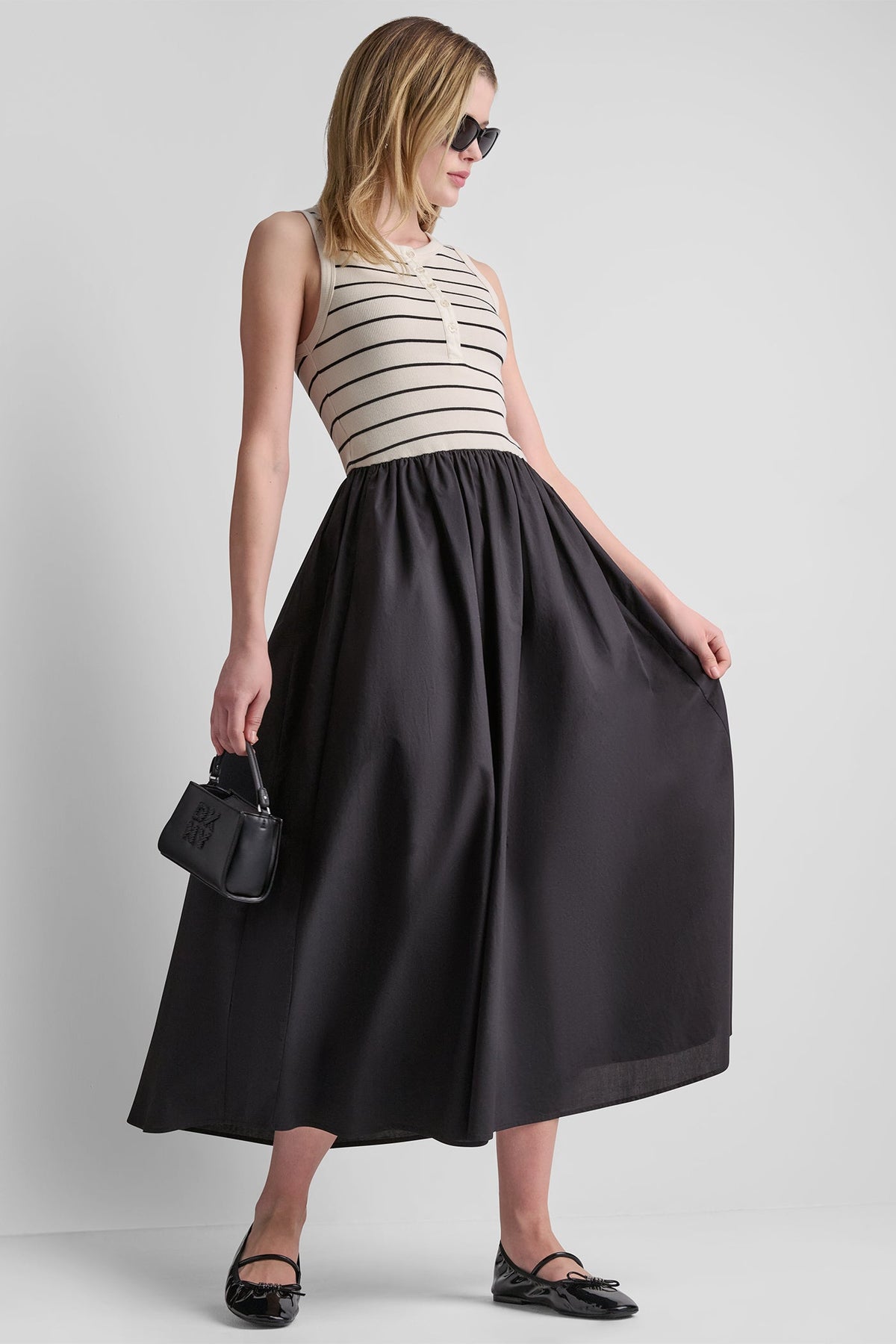 DKNY RIB HENLEY TANK MAXI DRESS
