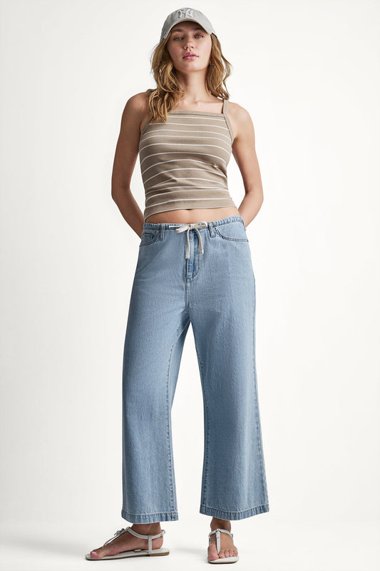 DKNY MID-RISE DRAWCORD WIDE LEG