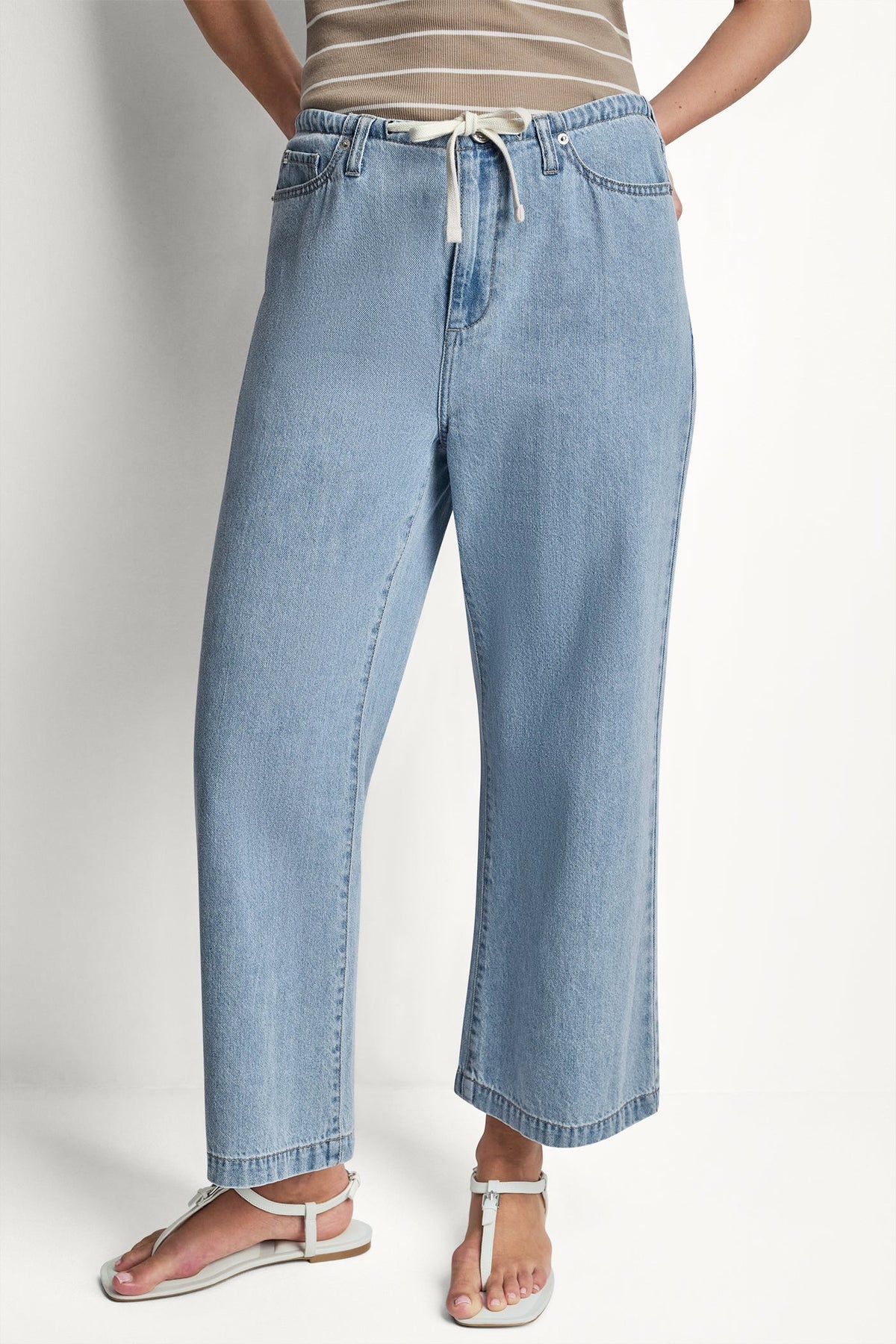 DKNY MID-RISE DRAWCORD WIDE LEG