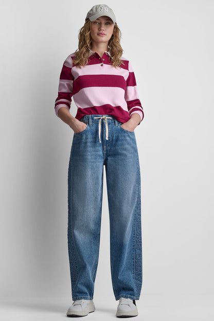 DKNY MID-RISE STRAIGHT LEG WITH LOGO DETAIL