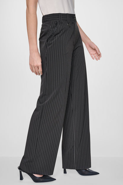 DKNY PINSTRIPE WIDE-LEG COMMUTER PANT