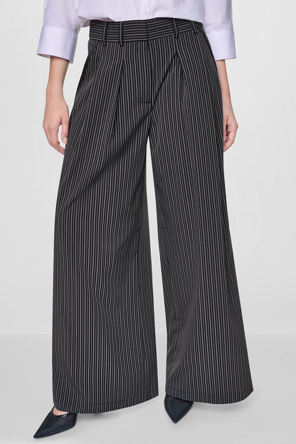 DKNY PINSTRIPE PLEATED STRAIGHT LEG COMMUTER PANT