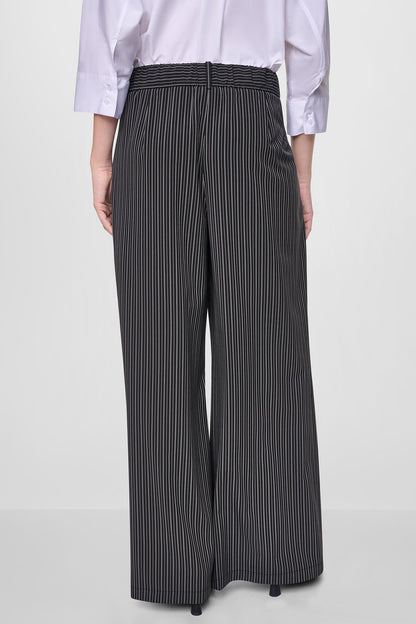 DKNY PINSTRIPE PLEATED STRAIGHT LEG COMMUTER PANT
