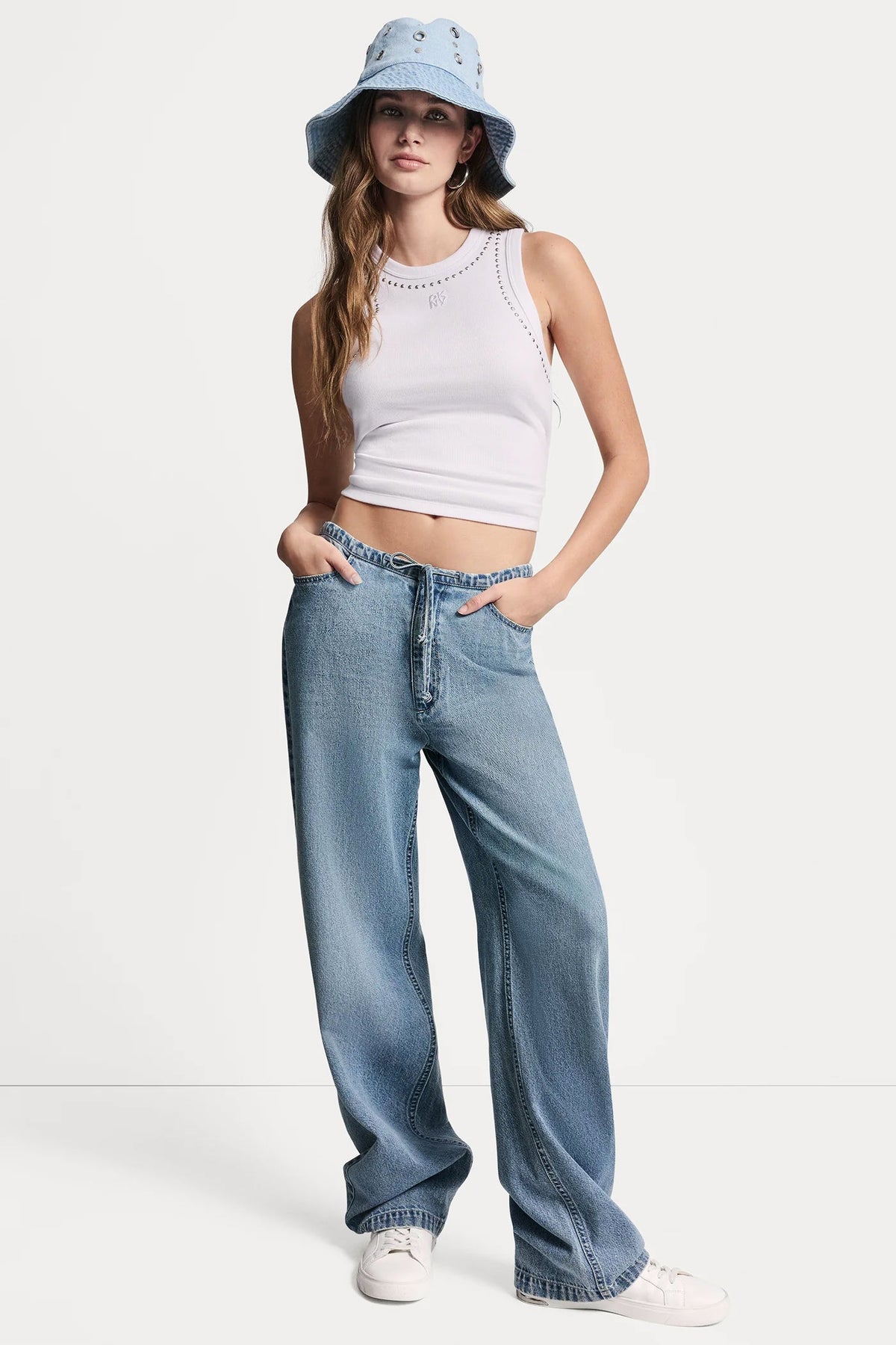 DKNY MID-RISE RELAXED STRAIGHT LEG WITH DRAWCORD
