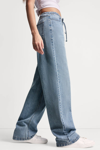 DKNY MID-RISE RELAXED STRAIGHT LEG WITH DRAWCORD