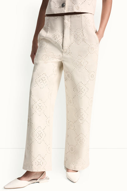 DKNY HIGH-RISE TWILL WIDE LEG PANT