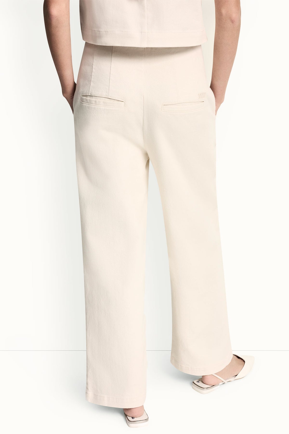 DKNY HIGH-RISE TWILL WIDE LEG PANT
