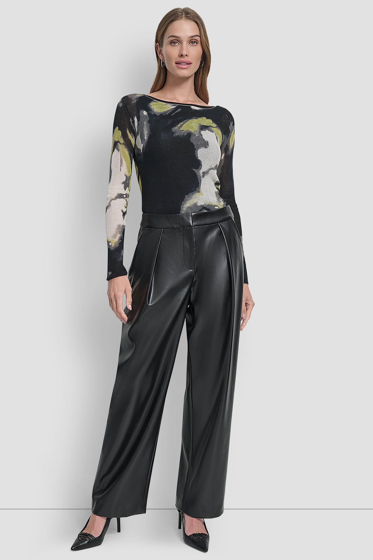 DKNY WIDE LEG PLEAT FRONT PANT