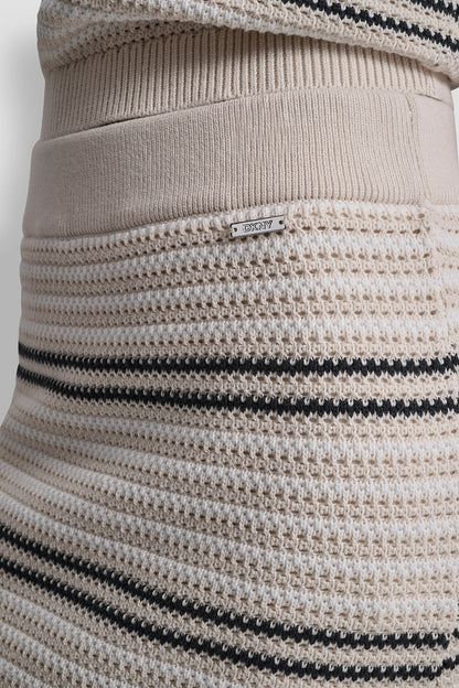 DKNY STRIPED POINTELLE STITCH MIDI SKIRT