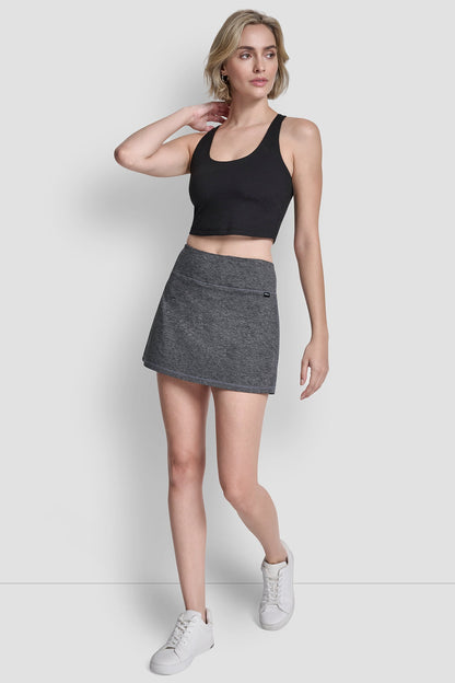 DKNY SPACEDYE SKORT WITH BUILT IN BIKE SHORT