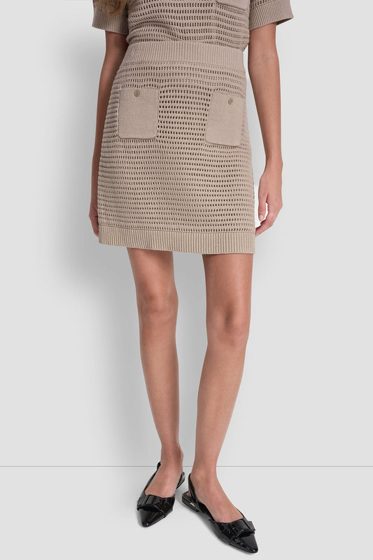 DKNY CROCHET STITCH SKIRT WITH FRONT POCKET
