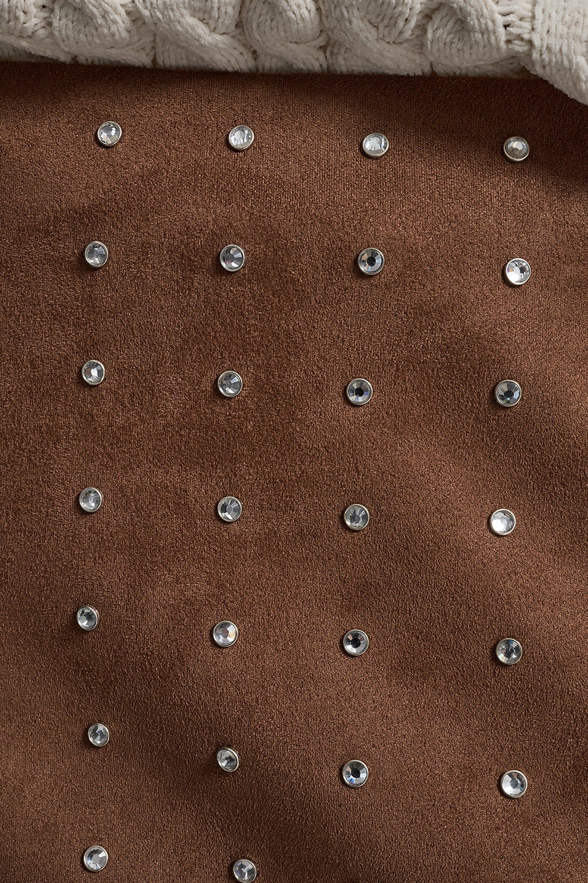 DKNY EMBELLISHED FAUX SUEDE MINI SKIRT
