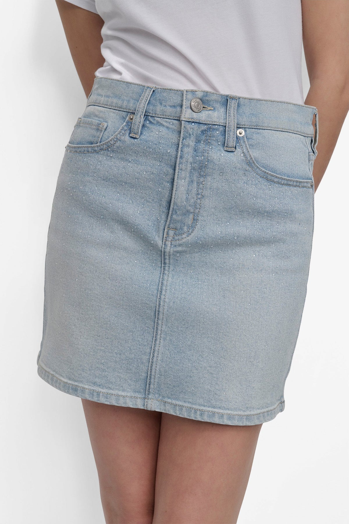 DKNY MINI SKIRT WITH RHINESTONE EMBELLISHMENT