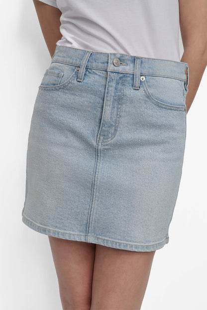 DKNY MINI SKIRT WITH RHINESTONE EMBELLISHMENT
