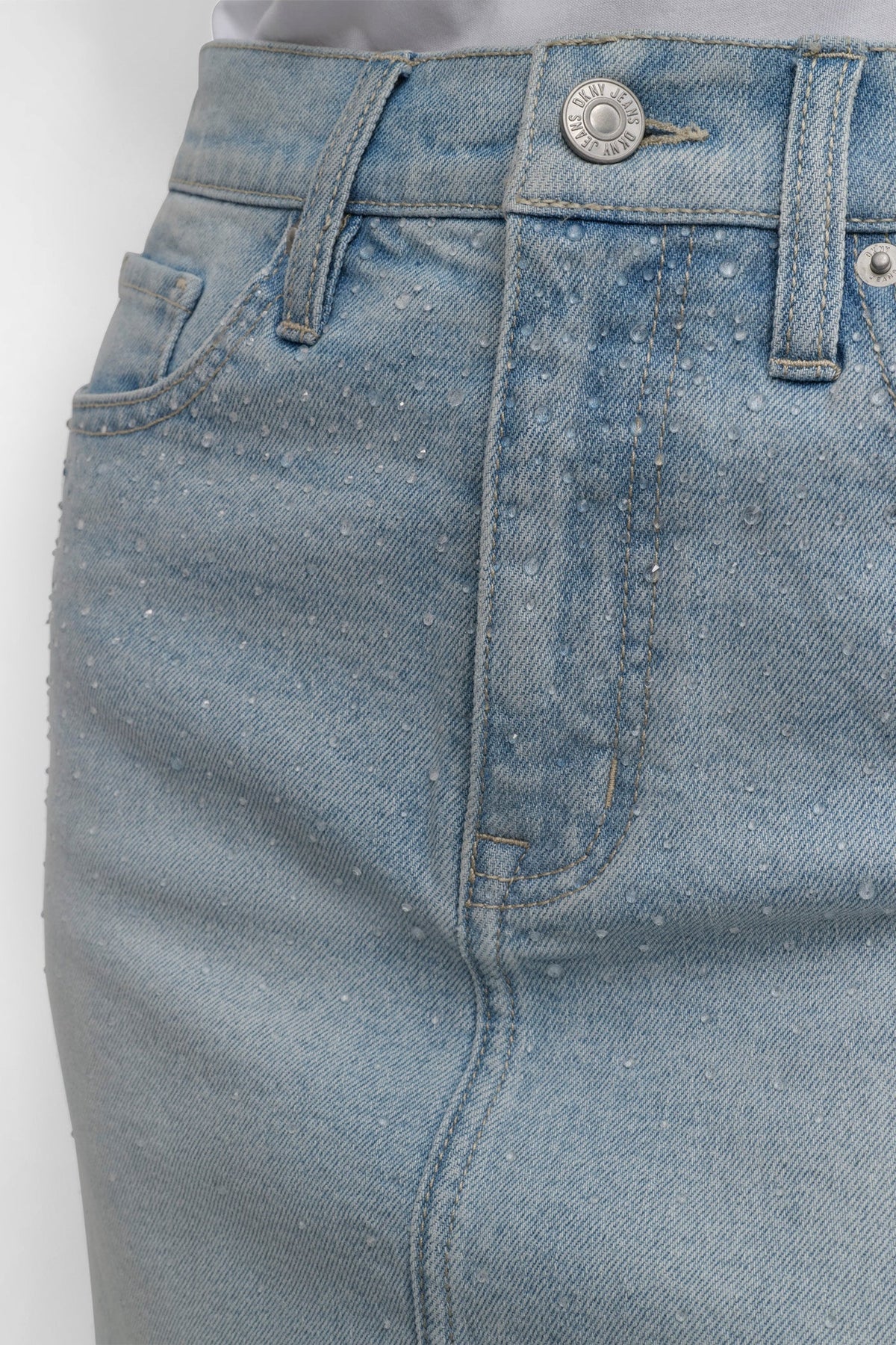 DKNY MINI SKIRT WITH RHINESTONE EMBELLISHMENT