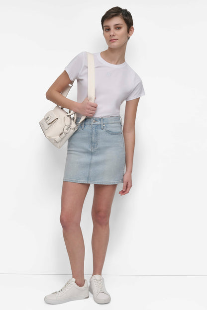 DKNY MINI SKIRT WITH RHINESTONE EMBELLISHMENT