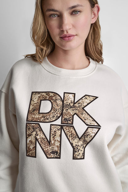 DKNY SNAKE PRINT LOGO SWEATSHIRT