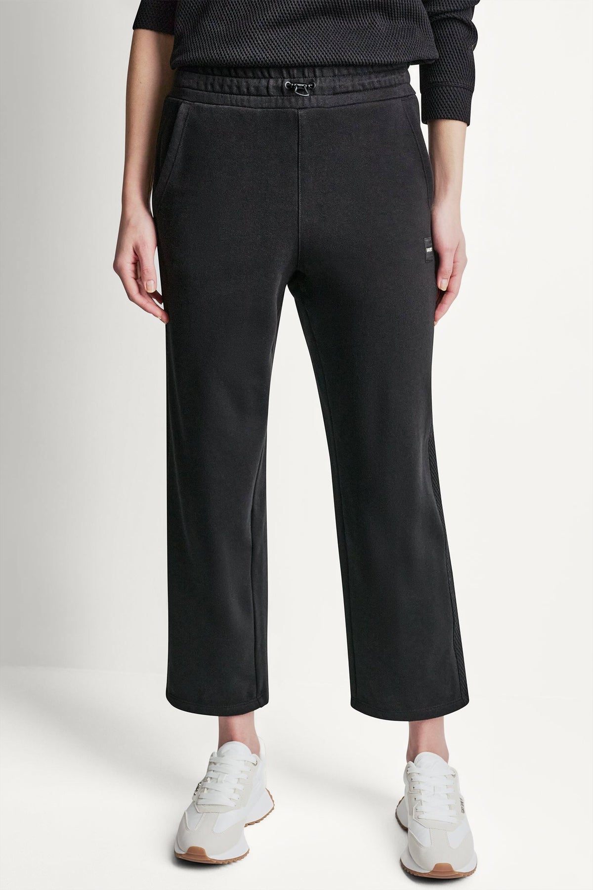DKNY JACQUARD MIX HIGH-RISE ANKLE PANT