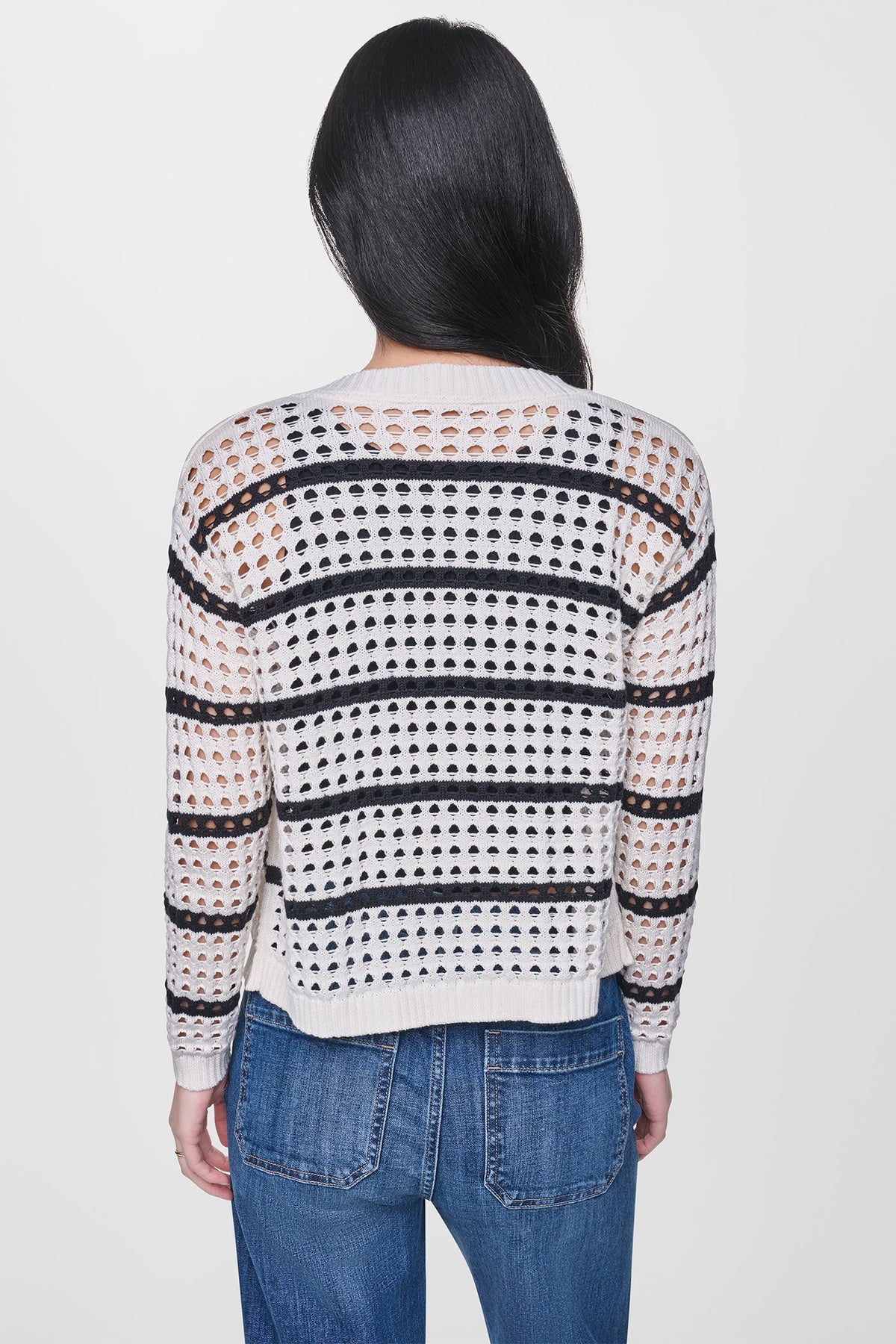 DKNY OPEN STITCH STRIPE CARDIGAN