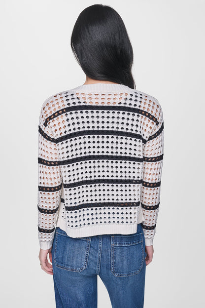 DKNY OPEN STITCH STRIPE CARDIGAN
