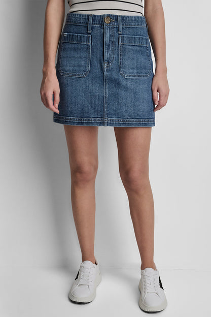 DKNY HIGH-RISE PATCH POCKET MINI SKIRT