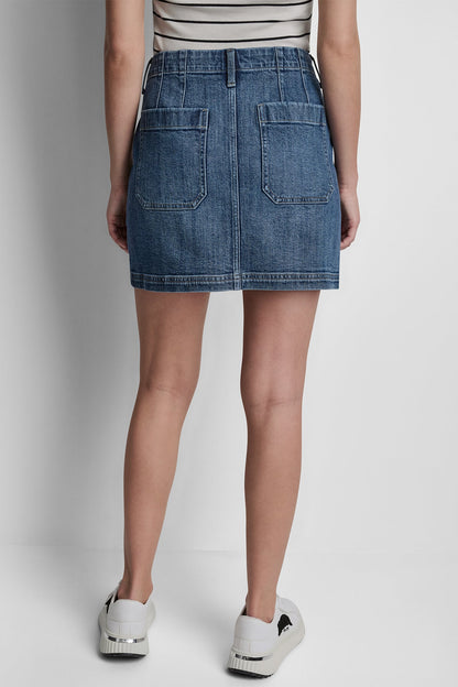 DKNY HIGH-RISE PATCH POCKET MINI SKIRT