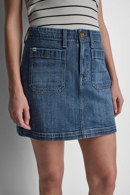 DKNY HIGH-RISE PATCH POCKET MINI SKIRT