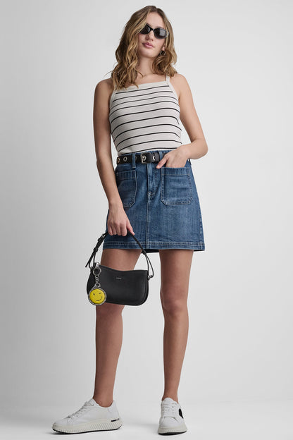 DKNY HIGH-RISE PATCH POCKET MINI SKIRT