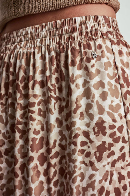DKNY TIERED SATIN PRINTED SKIRT