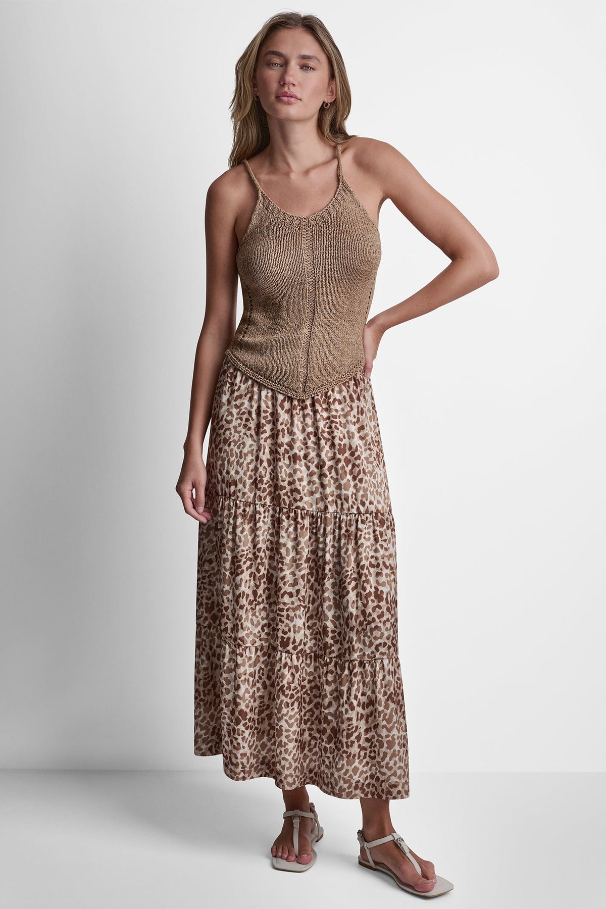 DKNY CURVED HEM RIB DETAIL CAMI