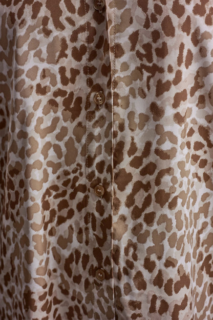 DKNY BUTTON FRONT PRINTED BLOUSE