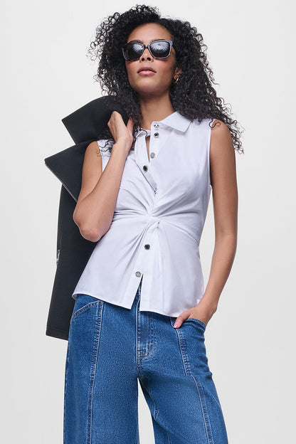 DKNY POPLIN TWIST FRONT SHIRT