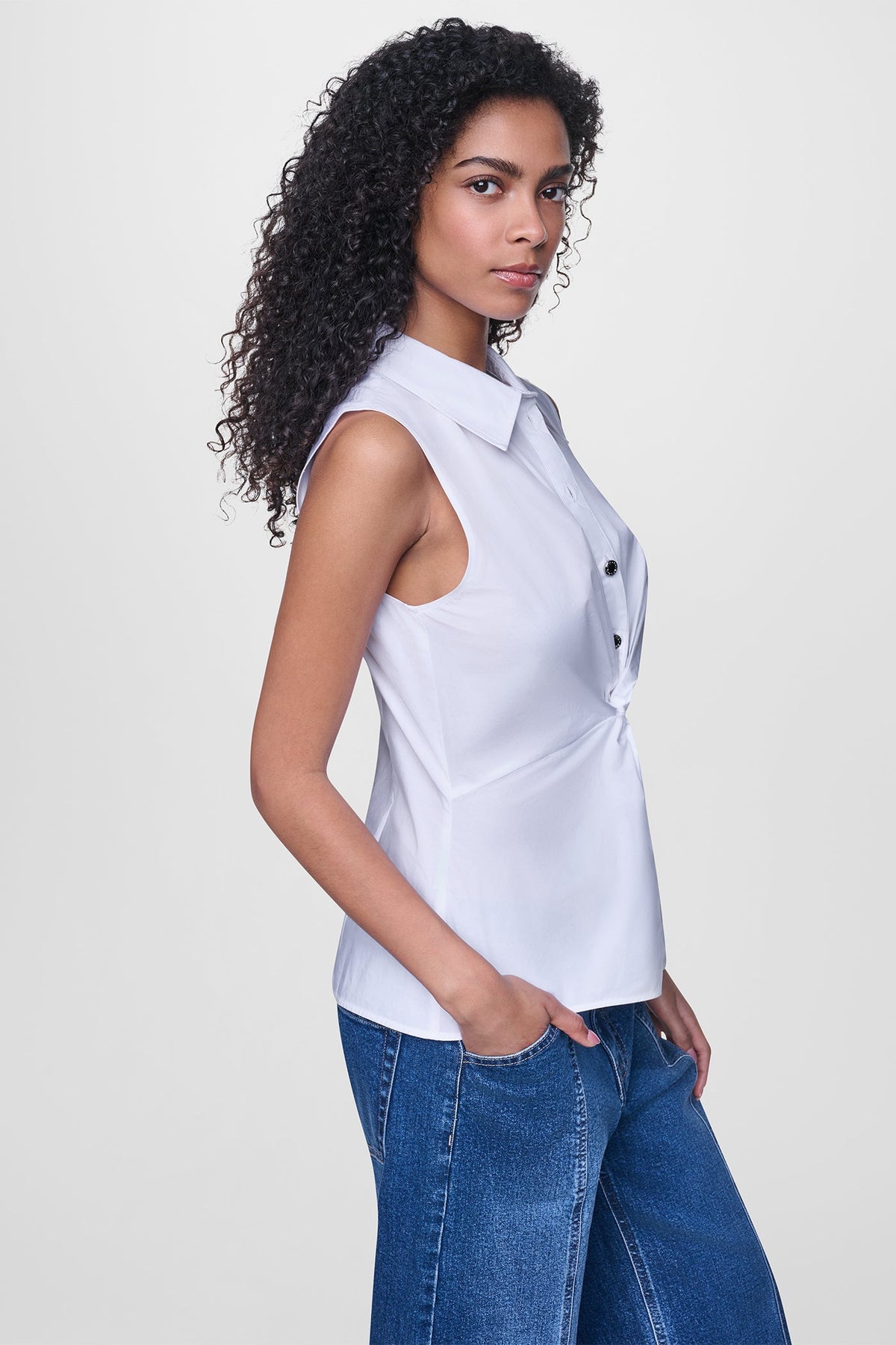 DKNY POPLIN TWIST FRONT SHIRT