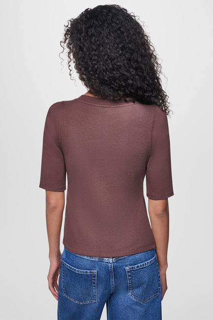 DKNY SHORT SLEEVE ASYMMETRIC TOP
