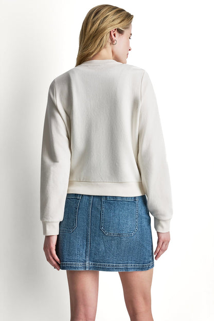 DKNY BUTTON FRONT SHRUNKEN LOGO JACKET