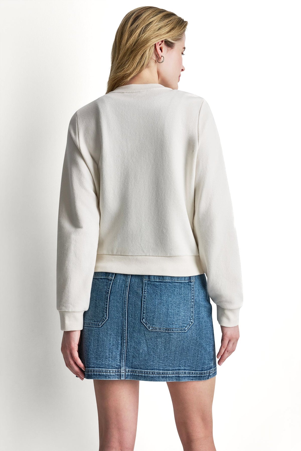 DKNY BUTTON FRONT SHRUNKEN LOGO JACKET