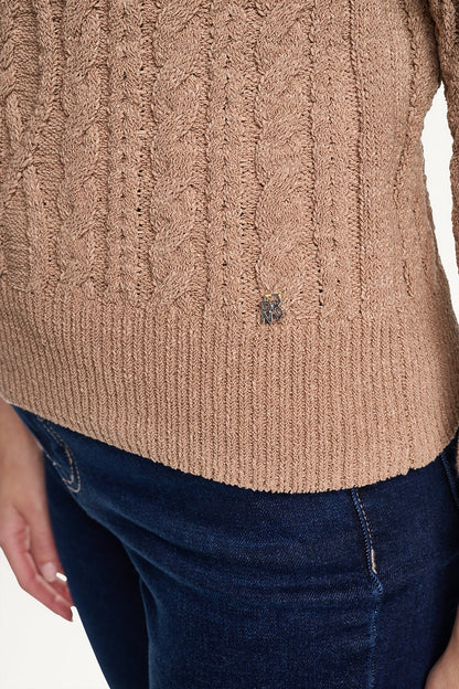 DKNY ONE SHOULDER CABLE KNIT SWEATER