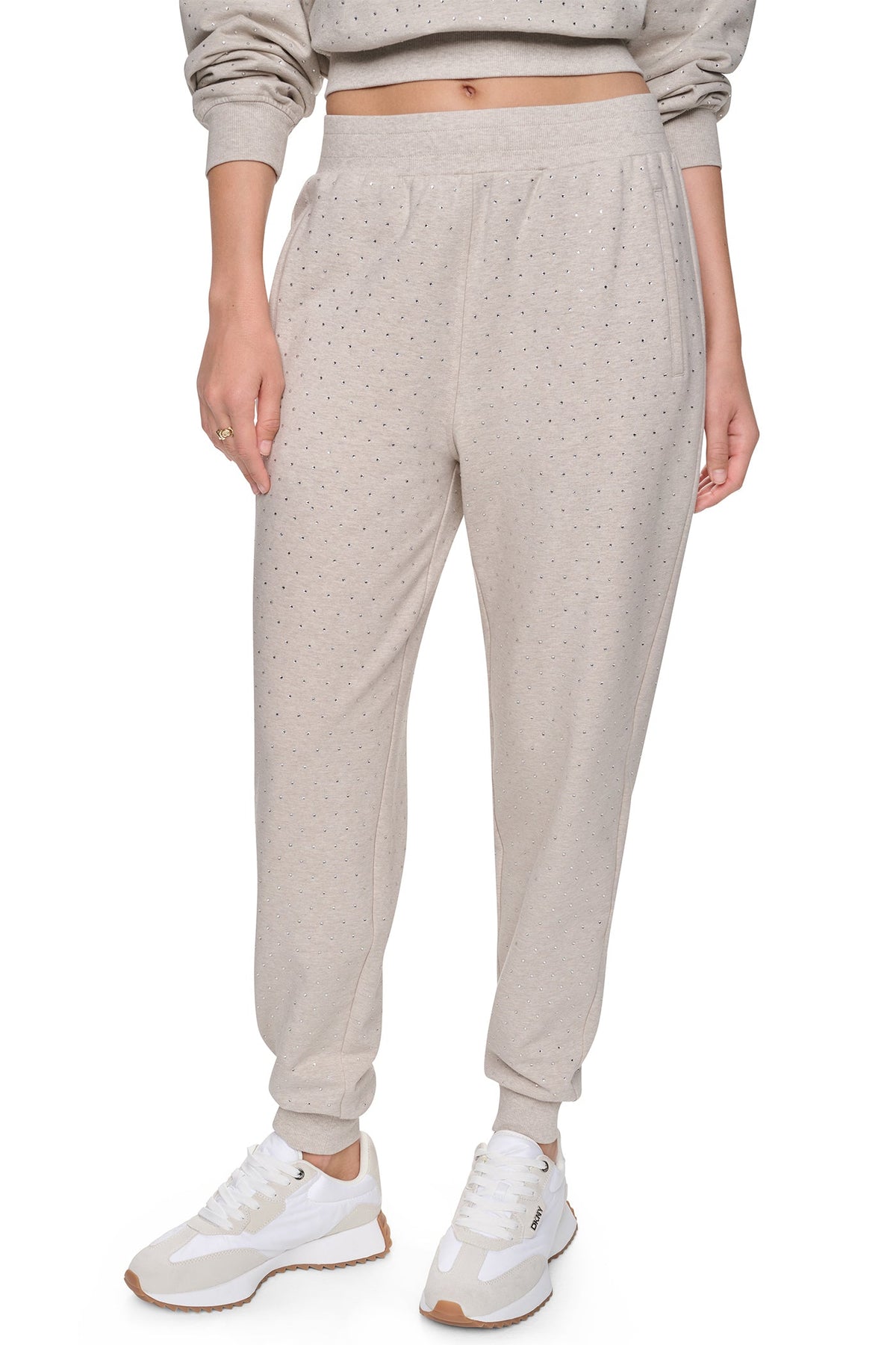 DKNY HIGH-RISE RHINESTONE JOGGER PANT