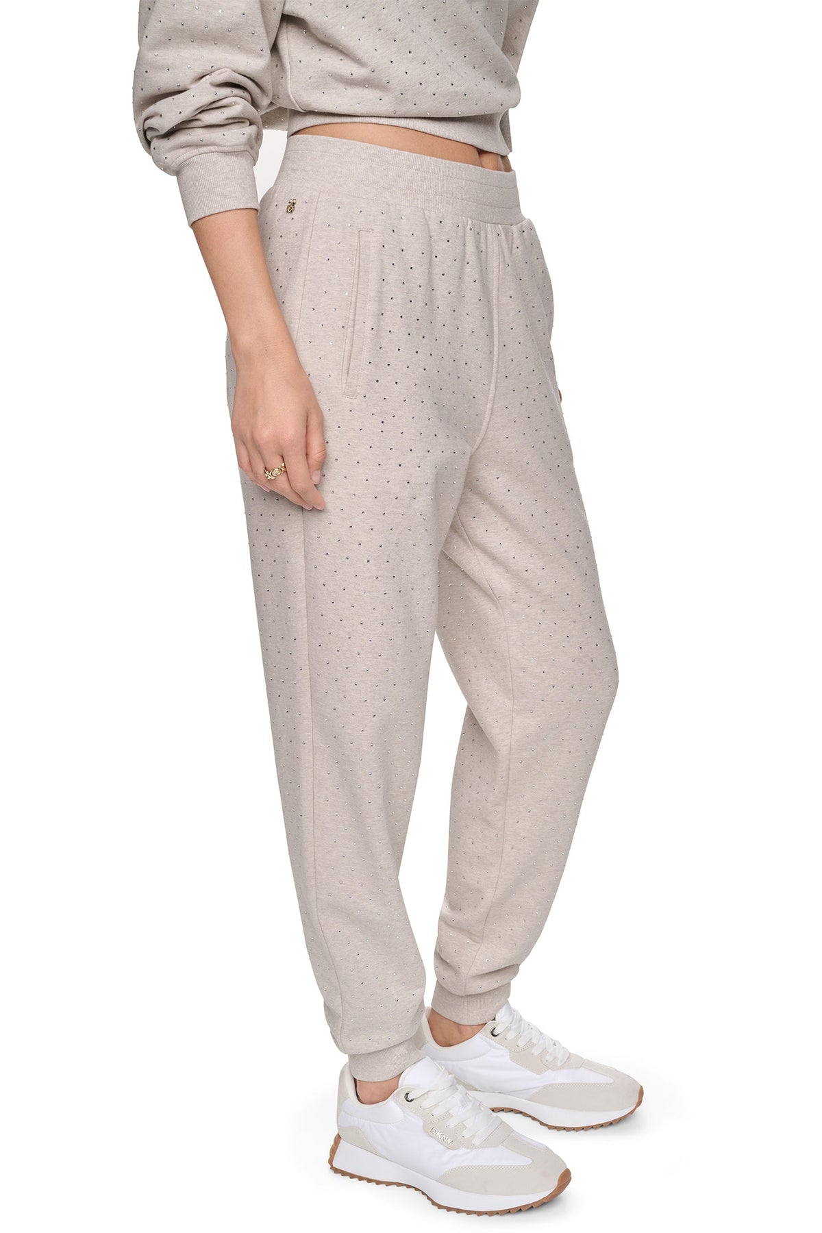 DKNY HIGH-RISE RHINESTONE JOGGER PANT