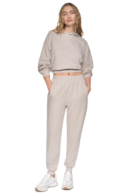 DKNY HIGH-RISE RHINESTONE JOGGER PANT